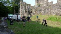 Dreharbeiten für die ZDF-Reihe Terra X auf der Burg Windeck