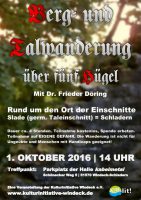 Einladung zu einer literarisch-historische Berg-und-Tal-Wanderung über fünf Hügel mit Frieder Döring