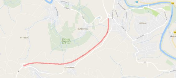 Vollsperrung der K 7 zwischen Leuscheid und Lindenpütz - Bild: Google Maps