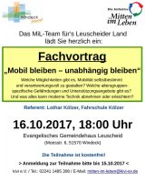 Mobil bleiben – unabhängig bleiben Fachvortrag am 16.10.2017 in Leuscheid