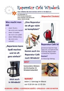 Das Reparatur-Café Windeck hat am 12. September mit besonderen „Hygiene-Regeln“ geöffnet!