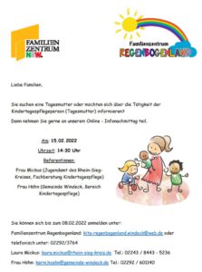 Familienzentrum Regenbogenland: Informationsveranstaltung Kindertagespflege