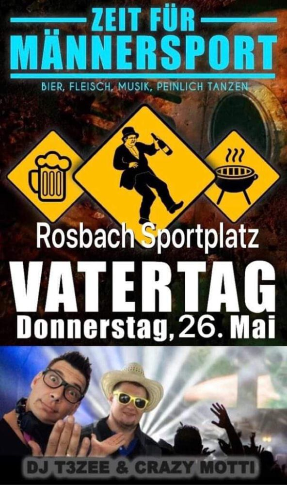 Männersport – Vatertagsparty am Rosbacher Sportplatz