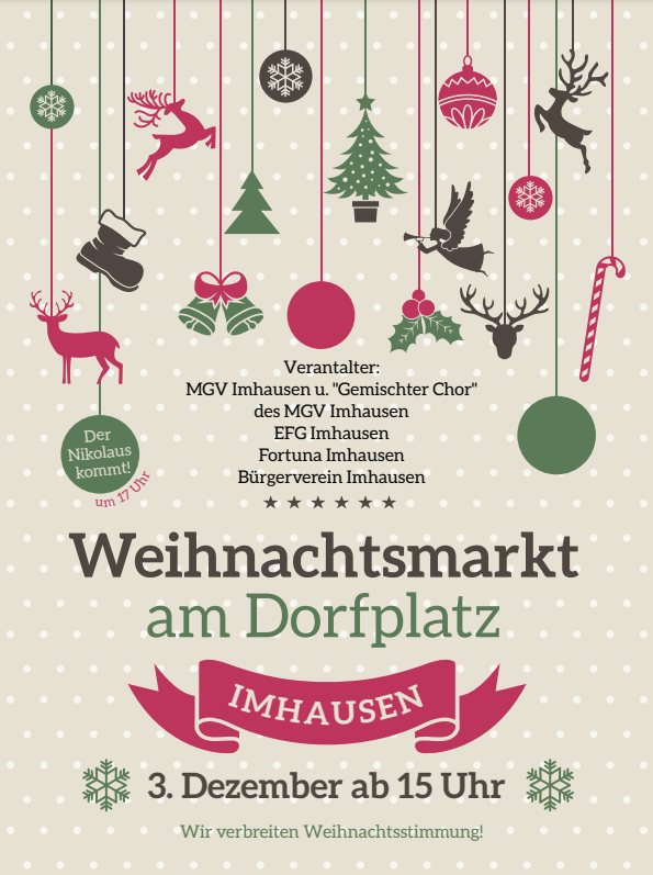 Weihnachtsmarkt in Imhausen am Samstag, den 03.12.2022