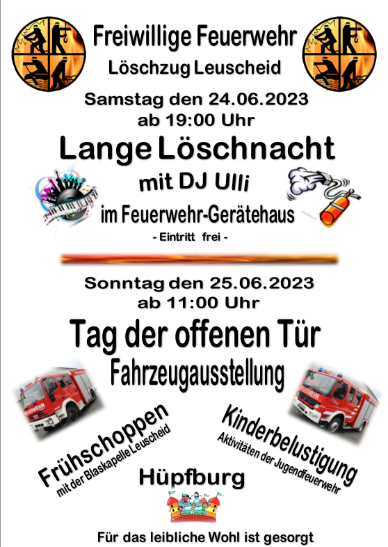 Freiwillige Feuerwehr Leuscheid: Lange Löschnacht & Tag der offenen Tür