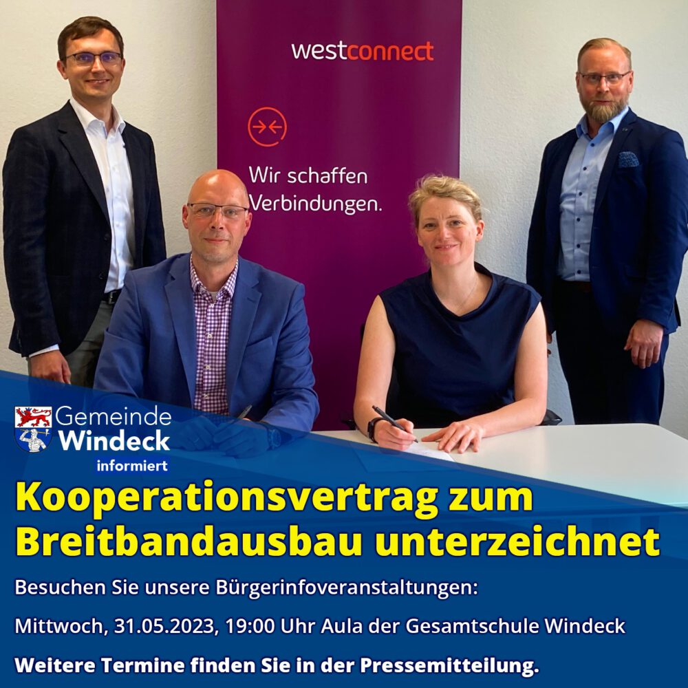 Windeck und Westconnect unterzeichnen Kooperationsvertrag zum Breitbandausbau
