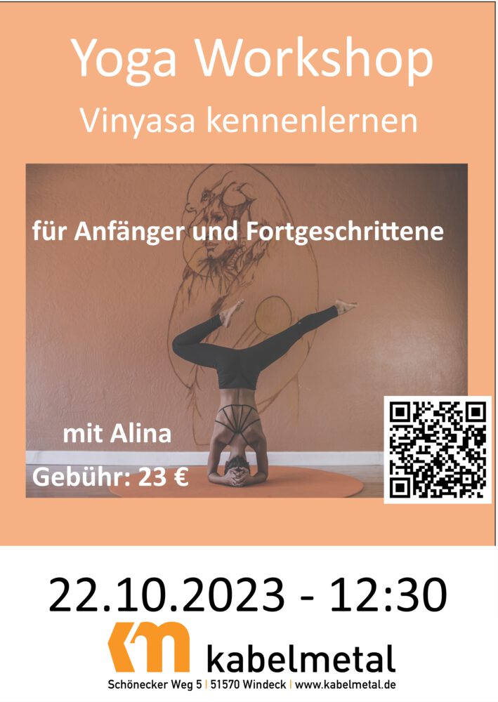 Ein Yoga Workshop lockt am 22. Oktober ins Bürger- und Kulturzentrum kabelmetal – Flow Yoga ist das Motto.