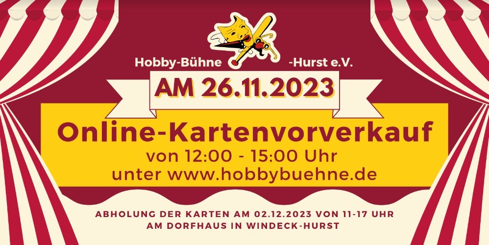 Hobby-Bühne-Hurst: Kartenvorverkauf am 26.11.2023