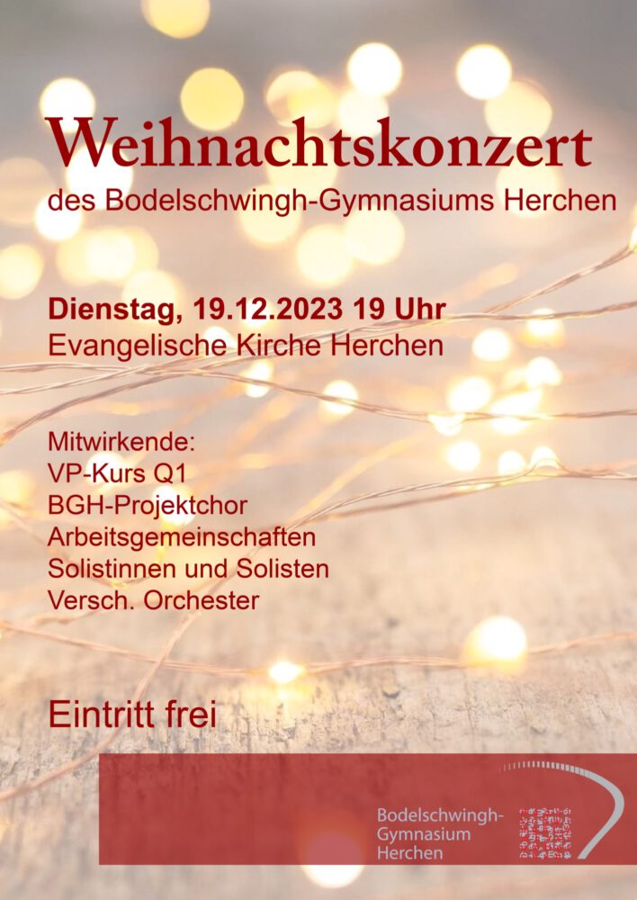 Weihnachtskonzert des Bodelschwingh-Gymnasiums Herchen in der Evangelischen Kirche Herchen