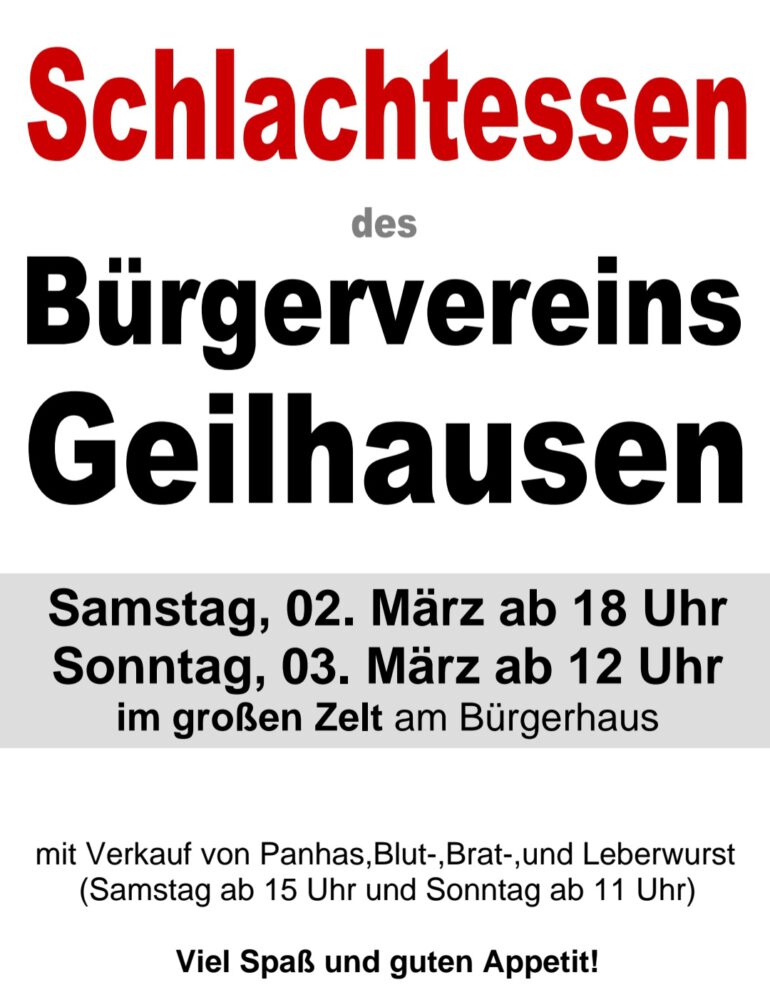 Schlachtessen des Bürgervereins Geilhausen 2024