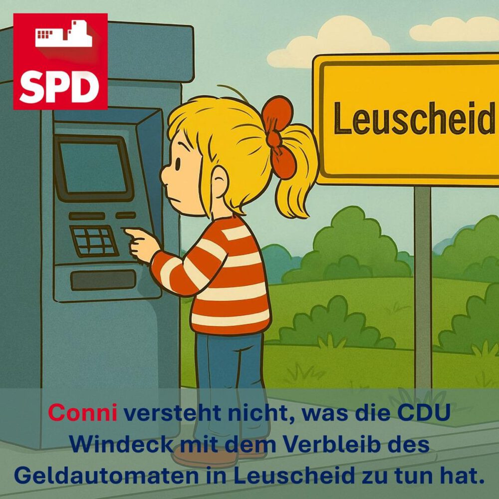 SPD Windeck: Conni am Geldautomaten in Leuscheid
