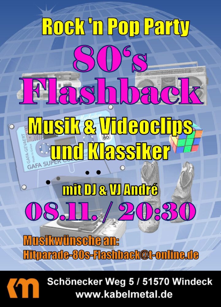 80’s Flashback Rock ‘n Pop Party bei Kabelmetal