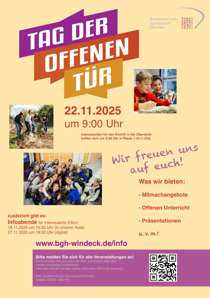22.11.2025: Tag der Offenen Tür am Bodelschwingh-Gymnasium Herchen